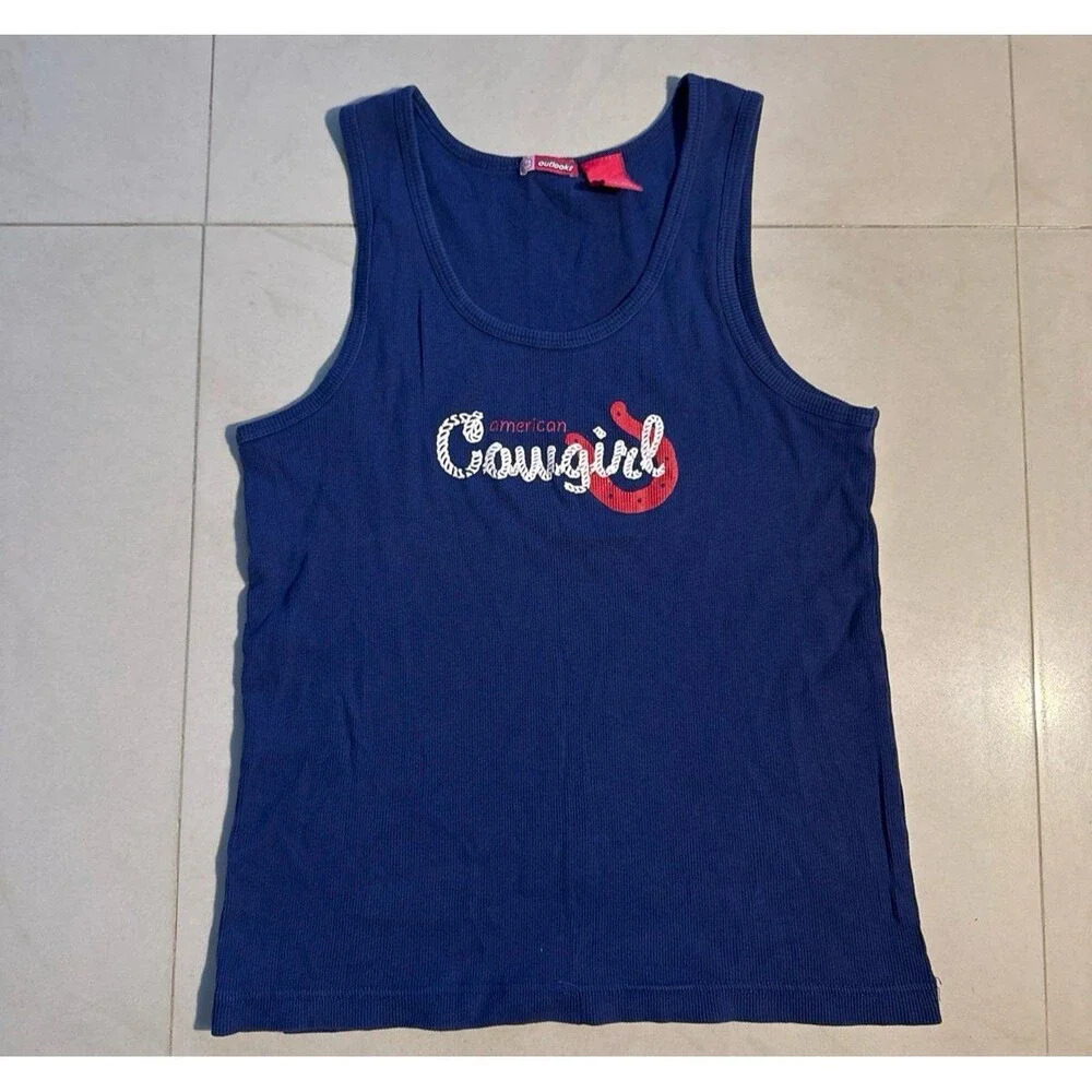 Outlooks Cowgirl Navy Tank Top